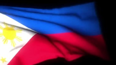 Filipinler bayrağı, sallanan bayrağın gerçekçi 3 boyutlu animasyonu. Filipinler bayrağı rüzgarda dalgalanıyor. Ulusal Filipinler bayrağı. Kusursuz döngü animasyonu. 4K Yüksek Kalite, 3D görüntüleme