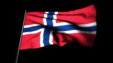 Norveç bayrağı, sallanan bayrağın gerçekçi 3 boyutlu animasyonu. Norveç bayrağı rüzgarda dalgalanıyor. Norveç 'in ulusal bayrağı. Kusursuz döngü animasyonu. 4K Yüksek Kalite, 3D görüntüleme