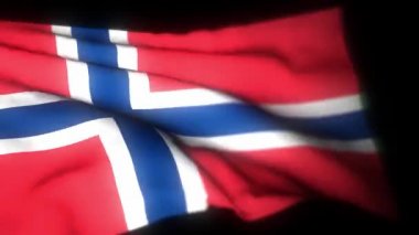 Norveç bayrağı, sallanan bayrağın gerçekçi 3 boyutlu animasyonu. Norveç bayrağı rüzgarda dalgalanıyor. Norveç 'in ulusal bayrağı. Kusursuz döngü animasyonu. 4K Yüksek Kalite, 3D görüntüleme
