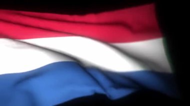 Hollanda bayrağı, sallanan bayrağın gerçekçi 3 boyutlu animasyonu. Hollanda bayrağı rüzgarda dalgalanıyor. Hollanda 'nın ulusal bayrağı. Kusursuz döngü animasyonu. 4K Yüksek Kalite, 3D görüntüleme