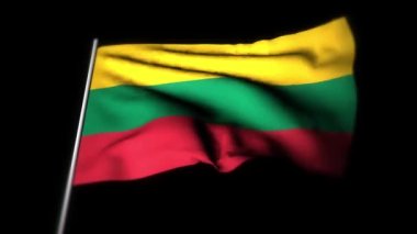 Litvanya bayrağı, sallanan bayrağın gerçekçi 3 boyutlu animasyonu. Litvanya bayrağı rüzgarda dalgalanıyor. Litvanya Ulusal Bayrağı. Kusursuz döngü animasyonu. 4K Yüksek Kalite, 3D görüntüleme