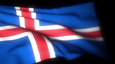 İzlanda bayrağı, sallanan bayrağın gerçekçi 3 boyutlu animasyonu. İzlanda bayrağı rüzgarda sallanıyor. İzlanda Ulusal Bayrağı. Kusursuz döngü animasyonu. 4K Yüksek Kalite, 3D görüntüleme