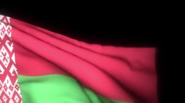 Belarus bayrağı, sallanan bayrağın gerçekçi 3 boyutlu animasyonu. Beyaz Rusya bayrağı rüzgarda dalgalanıyor. Beyaz Rusya 'nın ulusal bayrağı. Kusursuz döngü animasyonu. 4K Yüksek Kalite, 3D görüntüleme