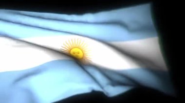 Arjantin bayrağı, sallanan bayrağın gerçekçi 3 boyutlu animasyonu. Arjantin bayrağı rüzgarda dalgalanıyor. Ulusal Arjantin bayrağı. Kusursuz döngü animasyonu. 4K Yüksek Kalite, 3D görüntüleme