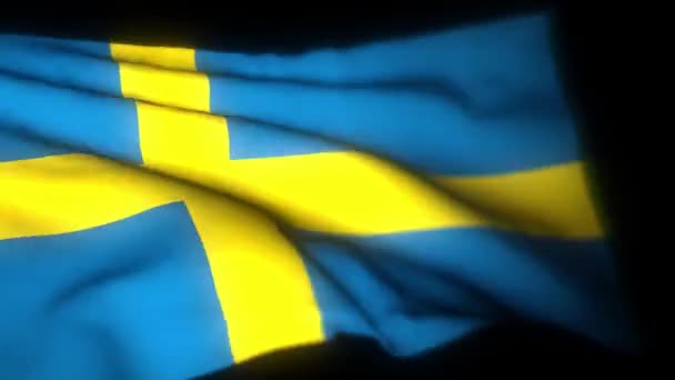Bandeira Suécia Animação Realista Acenar Bandeira Bandeira Suécia Acenando Vento — Vídeo de Stock