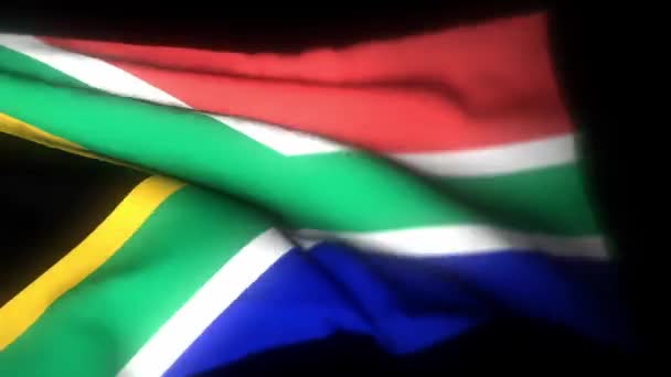 Jihoafrická Vlajka Realistická Animace Vlající Vlajky Jihoafrická Vlajka Vlaje Větru — Stock video