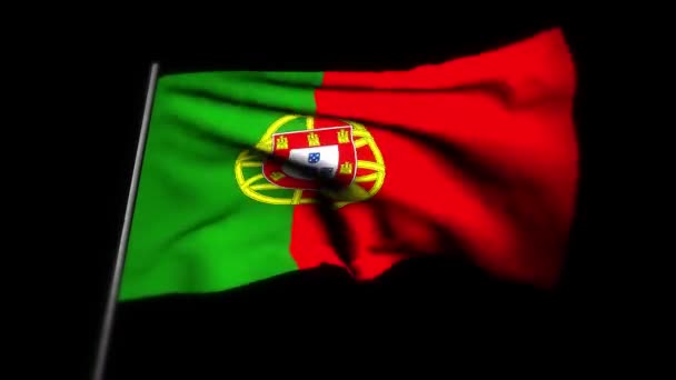 Portugal Flagga Realistisk Animering Viftande Flagga Portugal Flagga Viftar Vinden — Stockvideo