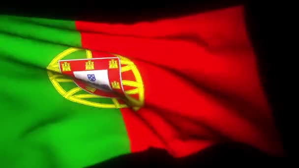 Bandeira Portugal Animação Realista Acenar Bandeira Bandeira Portugal Acenando Vento — Vídeo de Stock