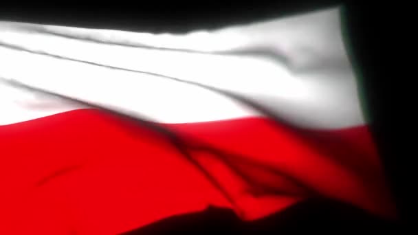 Bandeira Polônia Animação Realista Acenar Bandeira Bandeira Polônia Acenando Vento — Vídeo de Stock