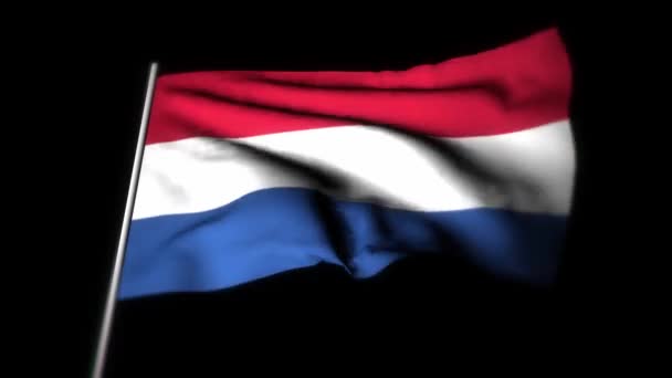 Hollandia Zászló Reális Animáció Lengő Zászlóval Holland Zászló Lengett Szélben — Stock videók