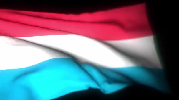 Люксембурзький Прапор Реалістична Анімація Розмахуючи Прапором Люксембурзький Прапор Махає Вітром — стокове відео