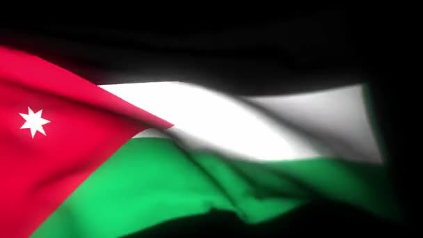 Flaga Jordana Realistyczna Animacja Machającej Flagi Flaga Jordanu Macha Wietrze — Wideo stockowe