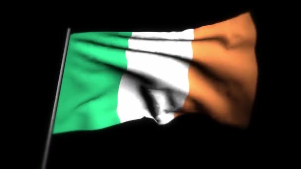 Irland Flagge Realistische Animation Des Fahnenschwenkens Irland Flagge Weht Wind — Stockvideo