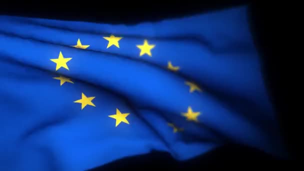 Bandeira União Europeia Animação Realista Acenar Bandeira Bandeira União Europeia — Vídeo de Stock