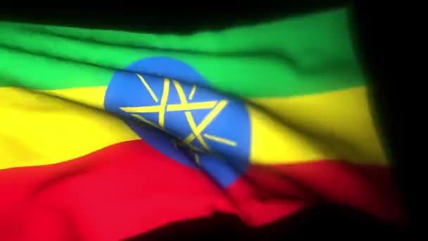 Σημαία Αιθιοπίας Ρεαλιστική Animation Κυματίζει Σημαία Σημαία Αιθιοπίας Κυματίζει Στον — Αρχείο Βίντεο