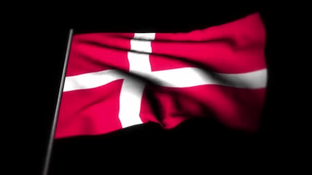 Bandera Dinamarca Animación Realista Ondear Bandera Bandera Dinamarca Ondeando Viento — Vídeo de stock