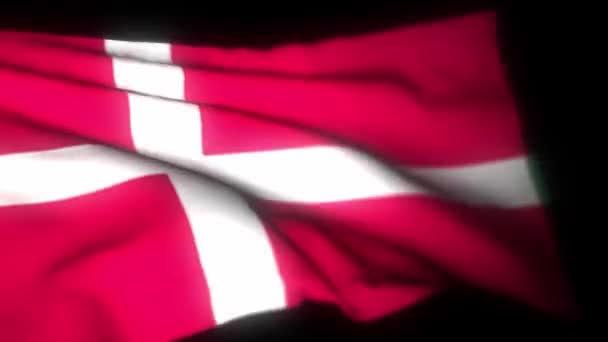 丹麦国旗 现实3D动画的飘扬国旗 丹麦国旗在风中飘扬 丹麦的国旗 无缝循环动画 4K高品质3D渲染 — 图库视频影像