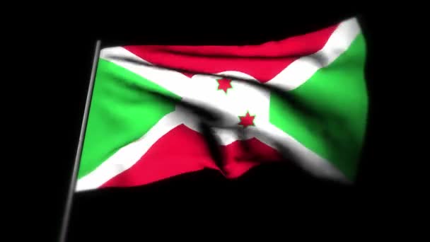 Burundi Bayrağı Sallanan Bayrağın Gerçekçi Boyutlu Animasyonu Burundi Bayrağı Rüzgarda — Stok video