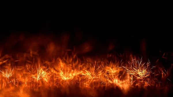 파이어 그라운드 어두운 배경에서 불타는 스파클러의 리얼리티 애니메이션 불꽃놀이 고품질 — 스톡 사진