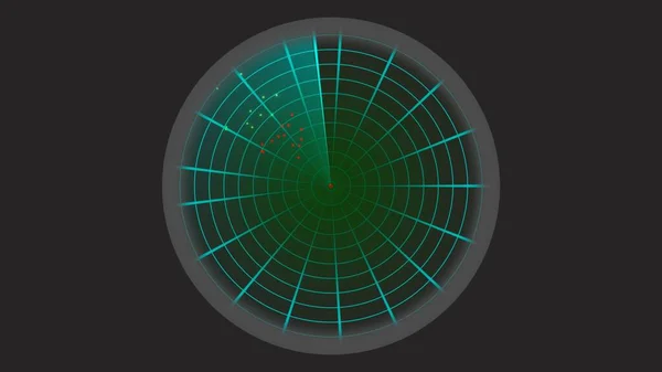 Radar Hud Képernyő Animáció Mozgó Célpontokkal Szonár Képernyő Tengeralattjáróknak Hajóknak — Stock Fotó