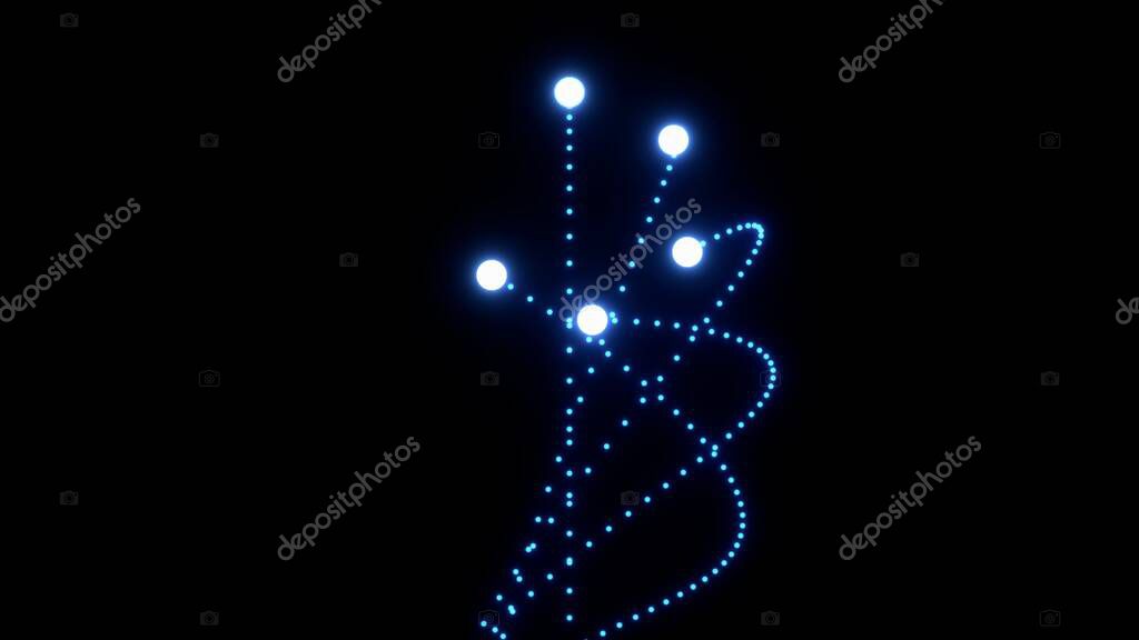 Abstract 3D background for business presentation, Glowing balls with dotted line trails with dynamic circular motion, 3D render