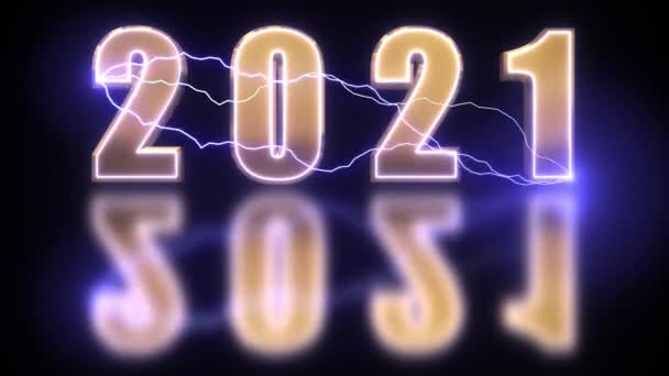 Feliz Año Nuevo 2021 Tema Futurista Cinematográfico 2021Título Texto Con — Vídeo de stock