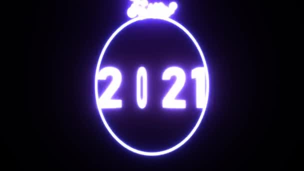 Frohes Neues Jahr 2021 Präsentationsthema Illuminated Balls Fallen Auseinander Nachdem — Stockvideo