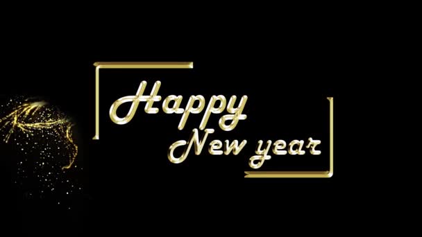 Happy New Year Presentation Theme Text Animation Nice Golden Particles — Stock Video
