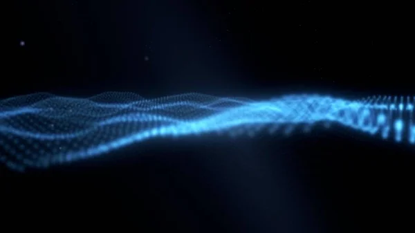 Abstraktes Dynamisches Digitales Partikelwellenmuster Mit Glühendem Lichteffekt Abstraktem Hintergrund Technologie — Stockfoto