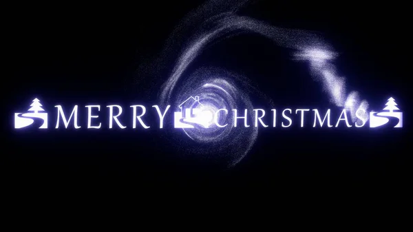 Merry Christmas Text Shiny Particles Dynamic Swirl Patterns Christmas Background — стоковое фото