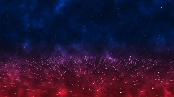 Streszczenie Cyfrowe Futurystyczne Tło Galaktyki Oświetlonym Świecącym Światłem Błyszczącymi Gwiazdami — Zdjęcie stockowe