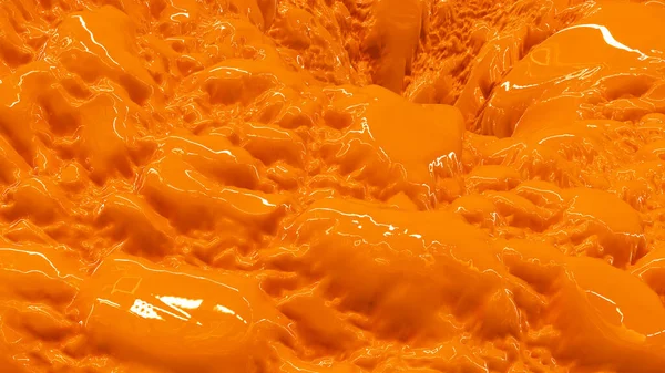 Hyper realistic melting glossy and shiny yellow formless plastic paint liquid background, abstract background, formless plastic paint liquid, 3D render