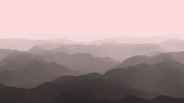 Aerial view of foggy mountains from Bird\'s eye, Flight over mountains, 3d render
