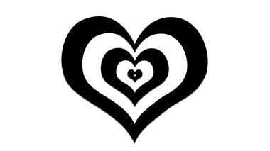 İlüzyon efektli siyah ve beyaz kalpler, aşkın işareti ve sembolü, sevgililer günü, evlilik yıldönümü, ya da herhangi bir bayrama olan sevginizi gösterin. Soyut aşk arkaplanı, 3 boyutlu görüntüleme