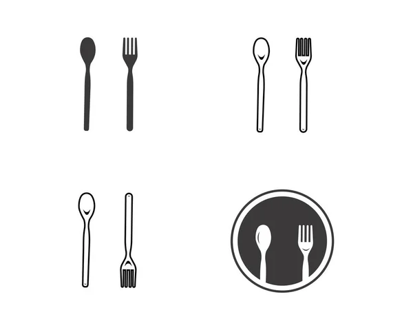 Abstraktní Logo Kavárny Nebo Restaurace Lžíci Nůž Vidličku Talíři Jednoduchý — Stockový vektor
