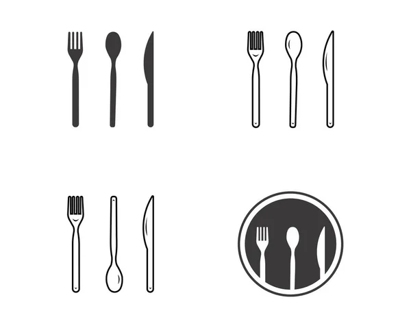 Abstraktní Logo Kavárny Nebo Restaurace Lžíci Nůž Vidličku Talíři Jednoduchý — Stockový vektor