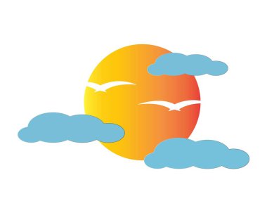 Ufuk üzerinde Vektör Simgesi Şablonu Güneşi