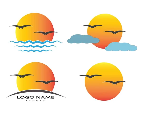 Vector Icon Logo Template Sun Sobre Horizonte — Vetor de Stock