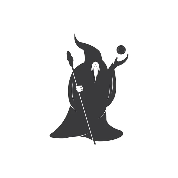 Black Wizard Vector Logo Personajului — Vector de stoc