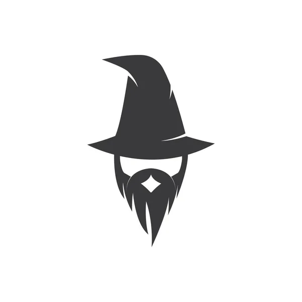 Black Wizard Vetor Logotipo Personagem — Vetor de Stock