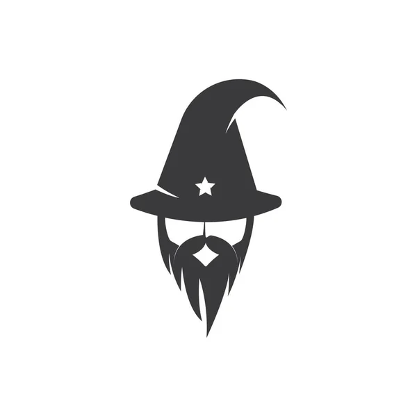 Black Wizard Vetor Logotipo Personagem — Vetor de Stock