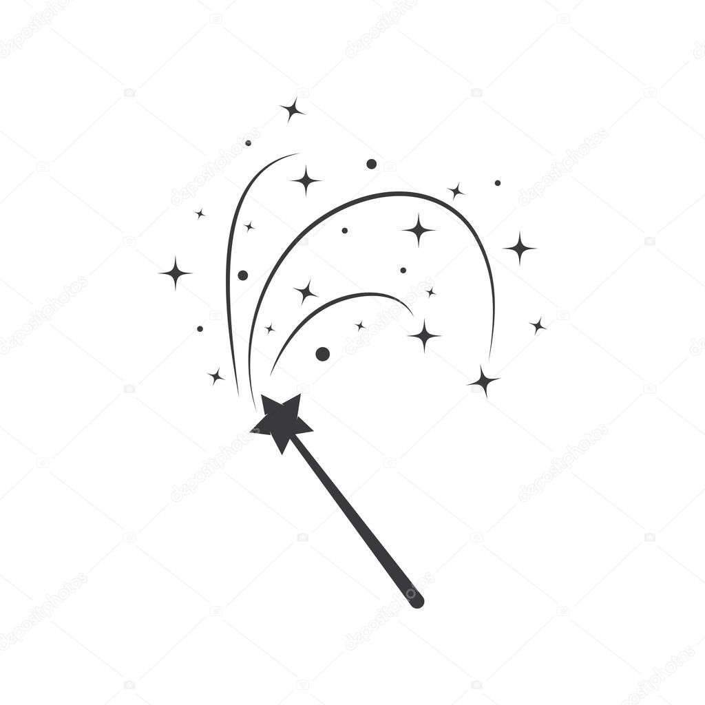 Magician stick wizard icon logo vector illustration