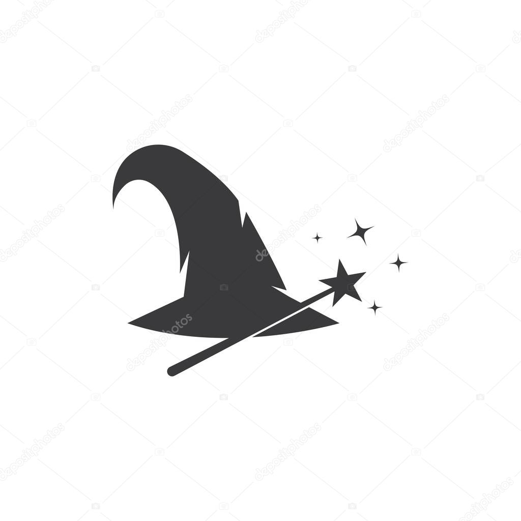 magician stick wizard icon logo vector illustration