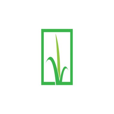 Çimen logosu vektör şablonu çizim tasarımı
