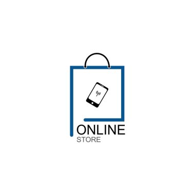 Çevrimiçi dükkan, çevrimiçi mağaza logo vektör şablonu çizim tasarımı.