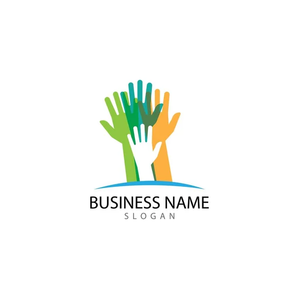 Modelo Logotipo Cuidado Mão — Vetor de Stock