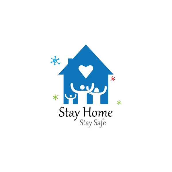 Bleiben Sie Hause Bleiben Sie Hause Mit Haus Und Familie — Stockvektor