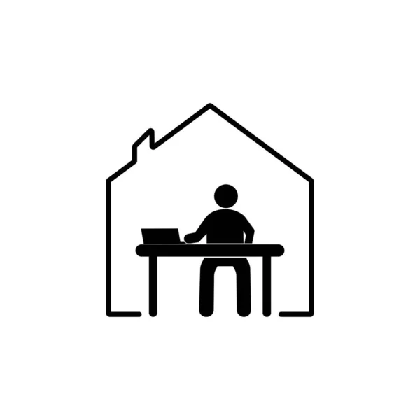 Bekerja Dari Logo Rumah Vektor Jarak Sosial Yang Digunakan Untuk - Stok Vektor