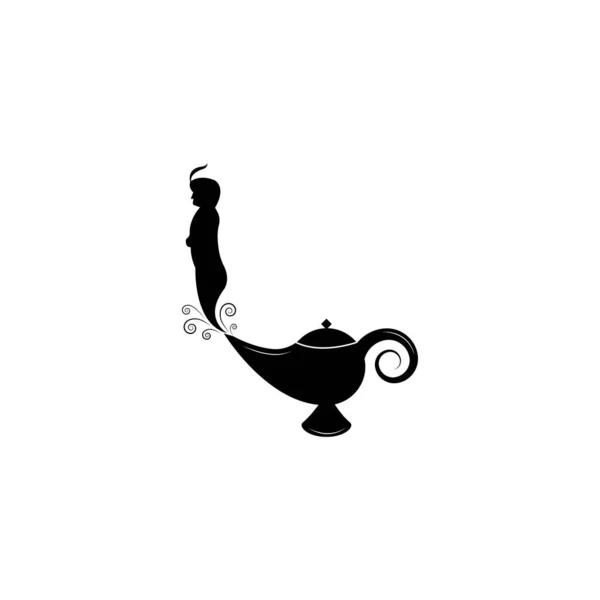 Genie Magic Lampe Genie Flasche Logo Design — Stockvektor