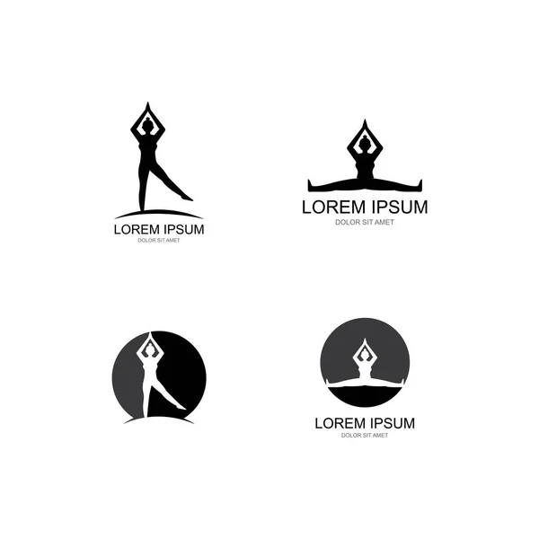 Meditación Yoga Logo Plantilla Vector Icono Diseño — Vector de stock